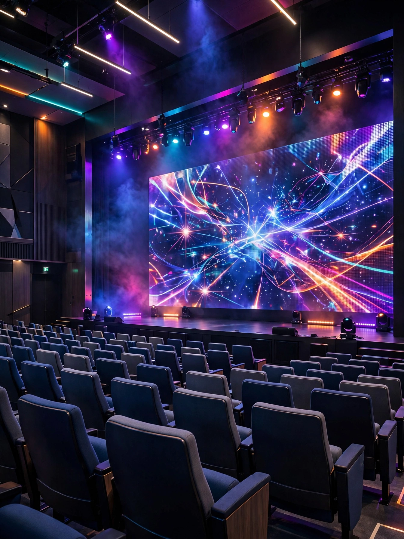 Painel de LED em auditório moderno