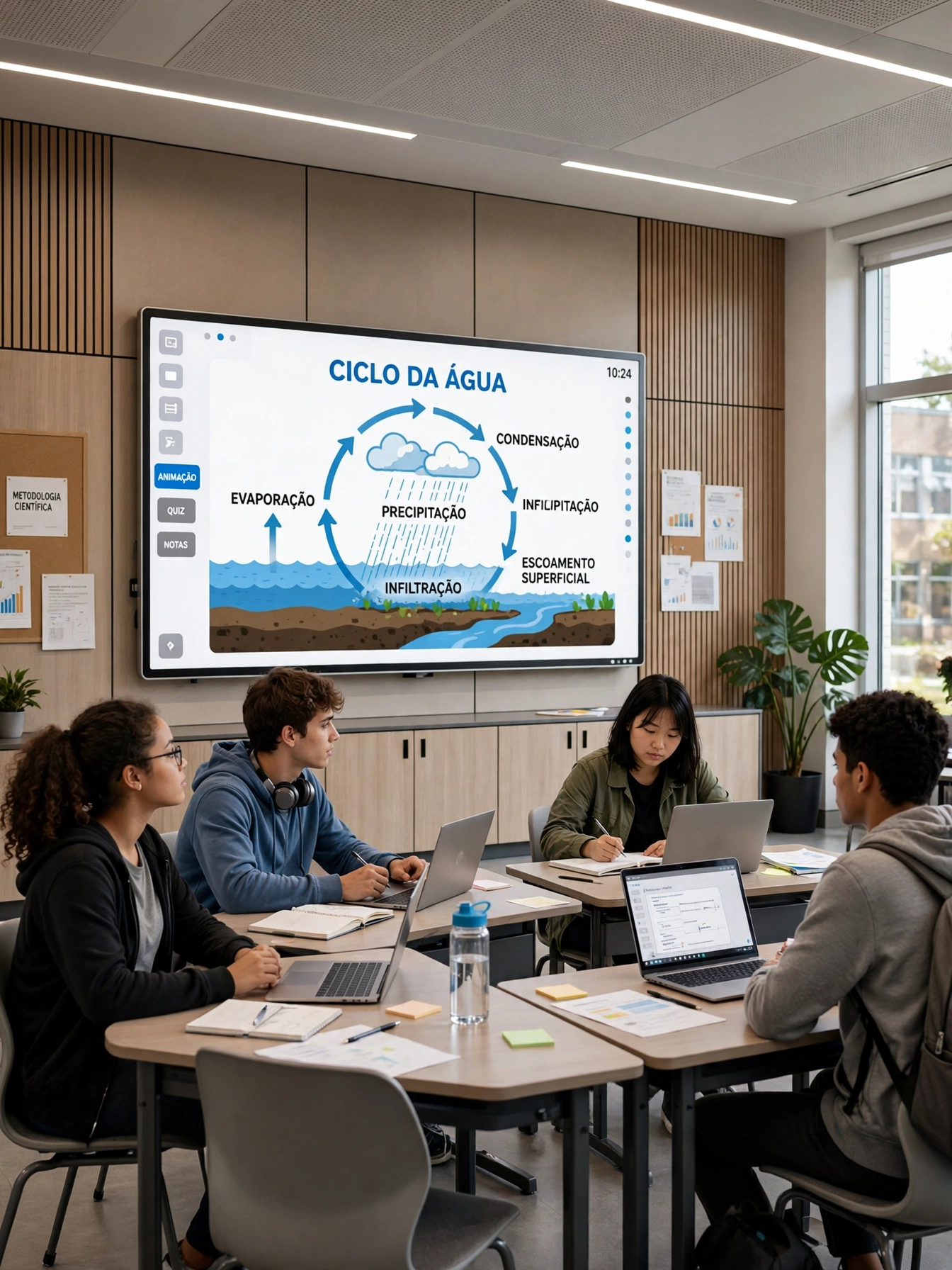 Painel de LED em ambiente educacional