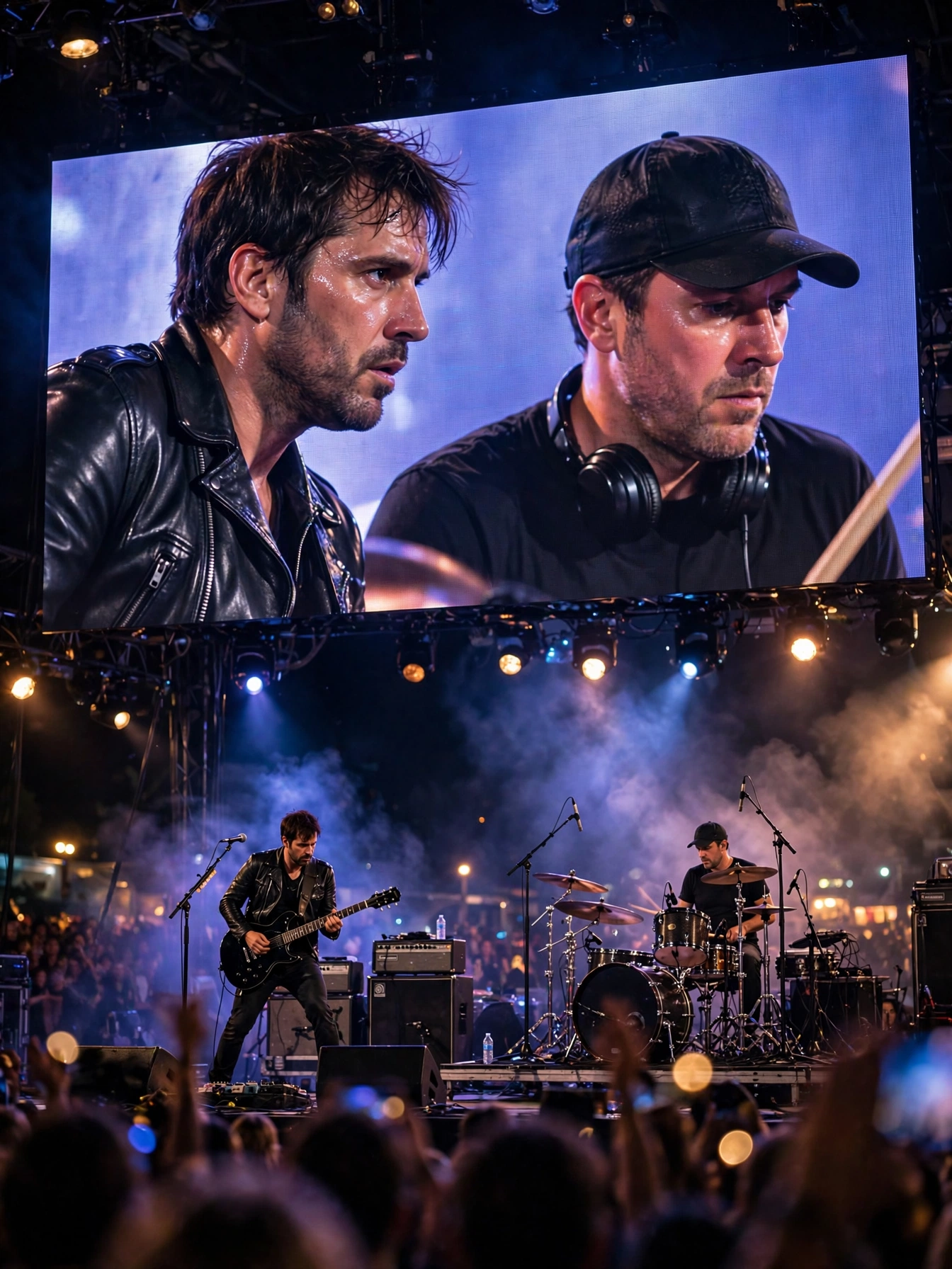 Painel de LED em show com palco e público