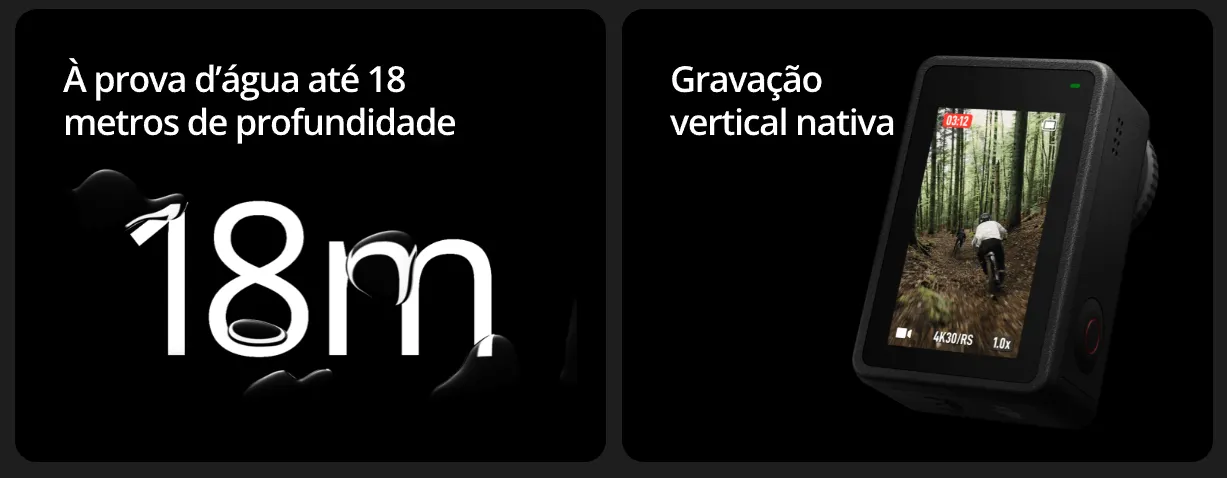 Câmera DJI Osmo Action 4 Adventure Combo - DJI208 DJI Osmo Action 4 dupla tela sensível ao toque